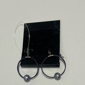 Source Unknown Purple Hoop Earrings with Silver Accents